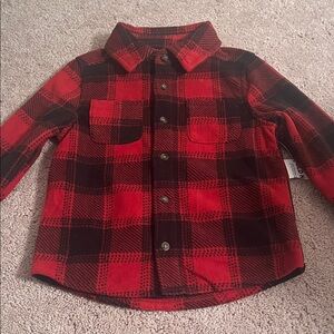 Old Navy Red and Black Plaid Button Down Shirt